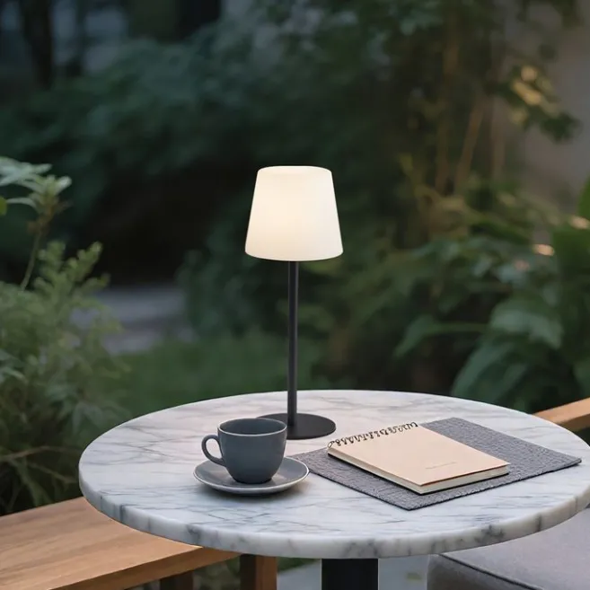 QAZQA Tischleuchte Schwarz Wiederaufladbar Incl. LED und Dimmer IP54 - Jude