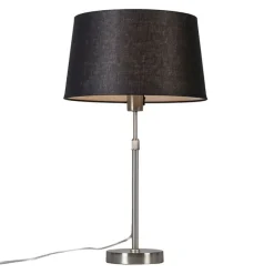 QAZQA Tischleuchte Stahl mit Schirm schwarz 35 cm verstellbar - Parte