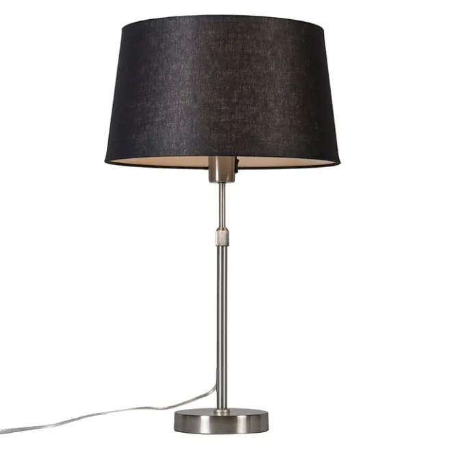 QAZQA Tischleuchte Stahl mit Schirm schwarz 35 cm verstellbar - Parte