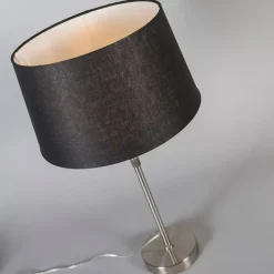 QAZQA Tischleuchte Stahl mit Schirm schwarz 35 cm verstellbar - Parte