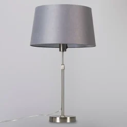 QAZQA Tischleuchte Stahl mit Schirm grau 35 cm verstellbar - Parte