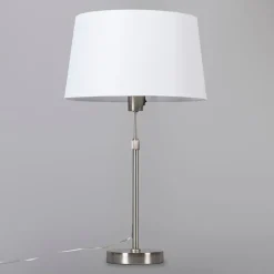 QAZQA Tischleuchte Stahl mit Schirm weiß 35 cm verstellbar - Parte