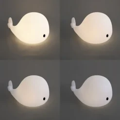 Kinder QAZQA Tischleuchte Weiß 50cm inkl. LED Dimmbar IP54 Wiederaufladbar - Baby Whale