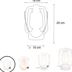 QAZQA Tischleuchte weiß Flammeneffekt 22 cm - Storm Mini
