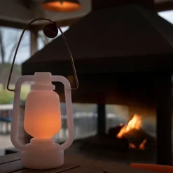 QAZQA Tischleuchte weiß Flammeneffekt 22 cm - Storm Mini