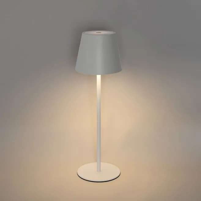 QAZQA Tischleuchte weiß inkl. dimmbarer und wiederaufladbarer LED IP54 - Murdock