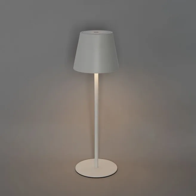 QAZQA Tischleuchte weiß inkl. dimmbarer und wiederaufladbarer LED IP54 - Murdock