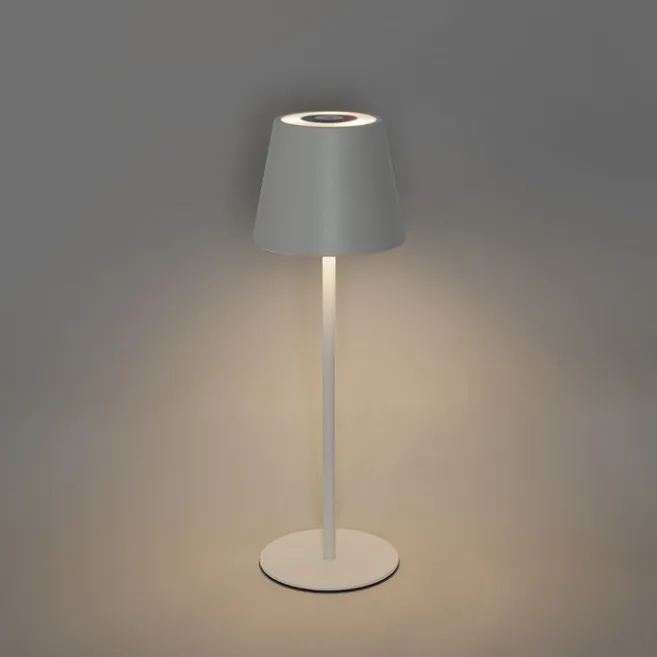 QAZQA Tischleuchte weiß inkl. LED dimmbar und wiederaufladbar RGB IP54 - Murdock