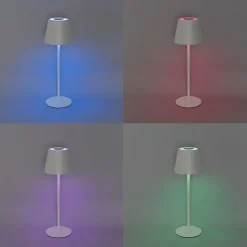 QAZQA Tischleuchte weiß inkl. LED dimmbar und wiederaufladbar RGB IP54 - Murdock