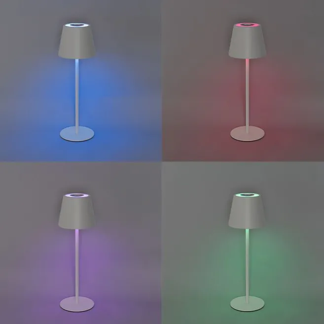 QAZQA Tischleuchte weiß inkl. LED dimmbar und wiederaufladbar RGB IP54 - Murdock