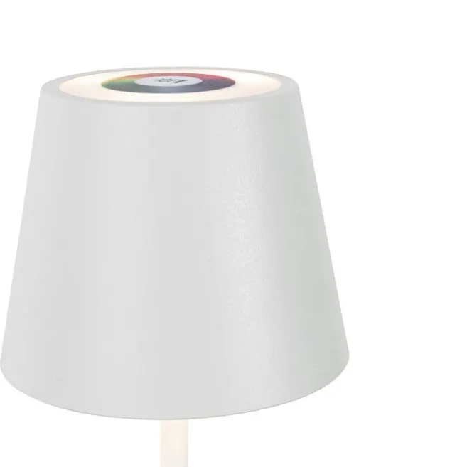 QAZQA Tischleuchte weiß inkl. LED dimmbar und wiederaufladbar RGB IP54 - Murdock