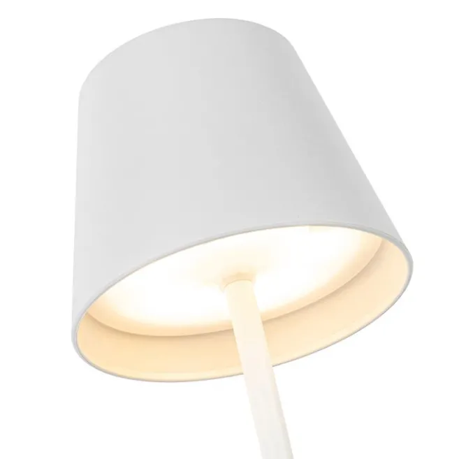 QAZQA Tischleuchte weiß inkl. LED dimmbar und wiederaufladbar RGB IP54 - Murdock