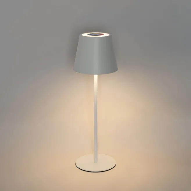 QAZQA Tischleuchte weiß inkl. LED dimmbar und wiederaufladbar RGB IP54 - Murdock