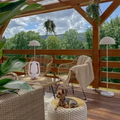 QAZQA Tischleuchte weiß IP44 inkl. Bluetooth Lautsprecher - Storm Music