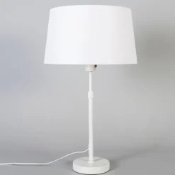 QAZQA Tischleuchte weiß mit Schirm weiß 35 cm verstellbar - Parte