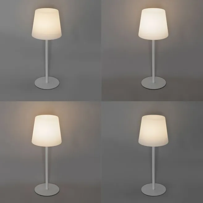 QAZQA Tischleuchte weiß wiederaufladbar inkl. LED und Dimmer IP54 - Jude