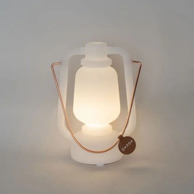 QAZQA Tischleuchte wiederaufladbar 22 cm IP44 weiß - Storm Mini