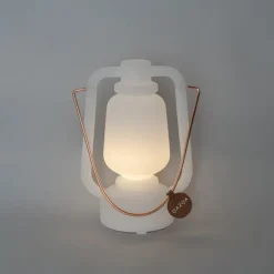 QAZQA Tischleuchte wiederaufladbar 22 cm IP44 weiß - Storm Mini