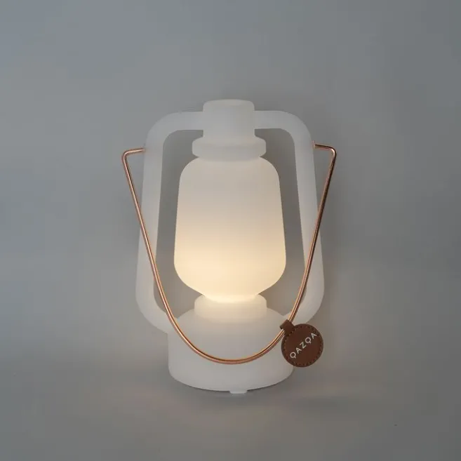 QAZQA Tischleuchte wiederaufladbar 22 cm IP44 weiß - Storm Mini