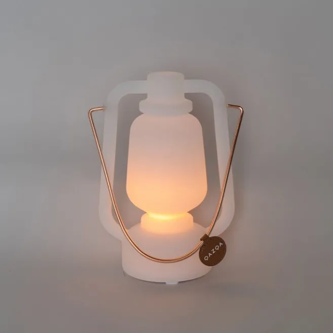 QAZQA Tischleuchte wiederaufladbar 22 cm IP44 weiß - Storm Mini