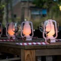 QAZQA Tischleuchte wiederaufladbar 22 cm IP44 weiß - Storm Mini