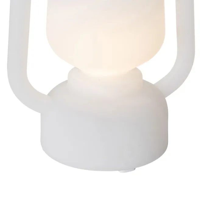 QAZQA Tischleuchte wiederaufladbar 22 cm IP44 weiß - Storm Mini