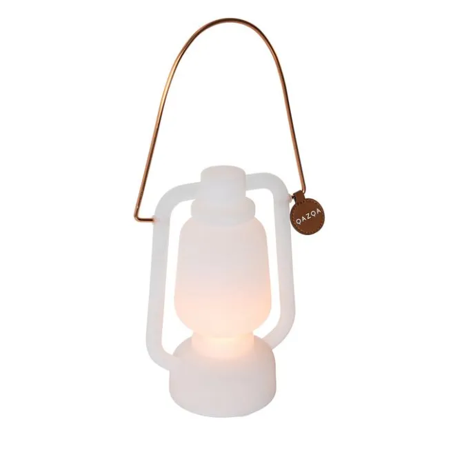 QAZQA Tischleuchte wiederaufladbar 22 cm IP44 weiß - Storm Mini