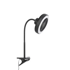 QAZQA Tischventilator schwarz inkl. LED 2700K - Dores