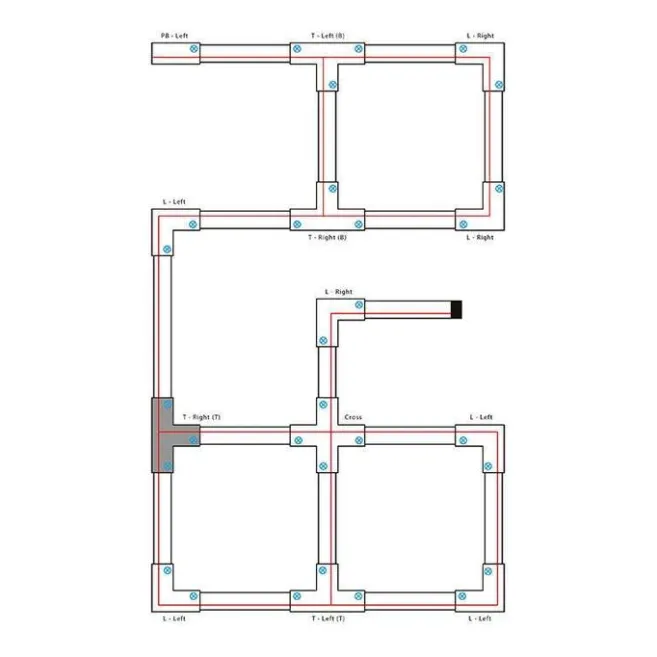 QAZQA T-Verbinder für 3-Phasenschiene schwarz rechts unten - 3-phasig