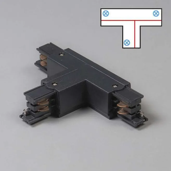 QAZQA T-Verbinder für 3-Phasenschiene schwarz rechts oben - 3-phasig