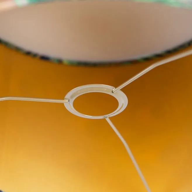 QAZQA Velour Lampenschirm Pfau Design 35/35/20 mit goldenem Interieur