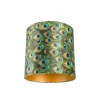QAZQA Velour Lampenschirm Pfau Design 40/40/40 mit goldenem Interieur