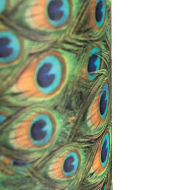 QAZQA Velour Lampenschirm Pfau Design 40/40/40 mit goldenem Interieur