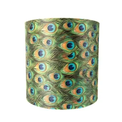 QAZQA Velour Lampenschirm Pfau Design 40/40/40 mit goldenem Interieur