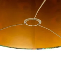 QAZQA Velour Lampenschirm Pfau Design 40/40/40 mit goldenem Interieur