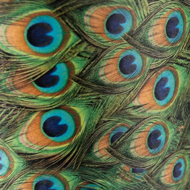 QAZQA Velour Lampenschirm Pfau Design 40/40/40 mit goldenem Interieur