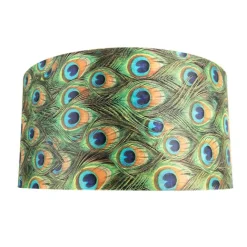 QAZQA Velour Lampenschirm Pfau Design 50/50/25 mit goldenem Interieur