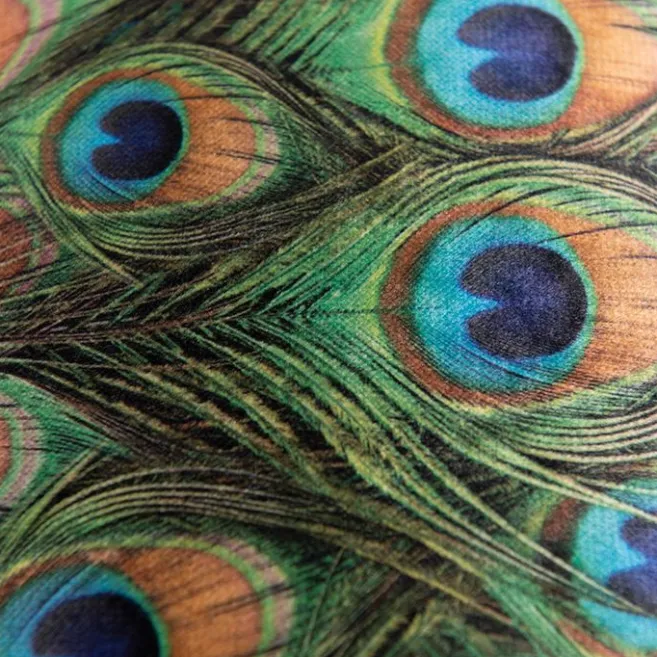 QAZQA Velour Lampenschirm Pfau Design 50/50/25 mit goldenem Interieur