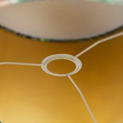 QAZQA Velours-Lampenschirm im Pfauendesign 40/40/30 mit goldener Innenseite