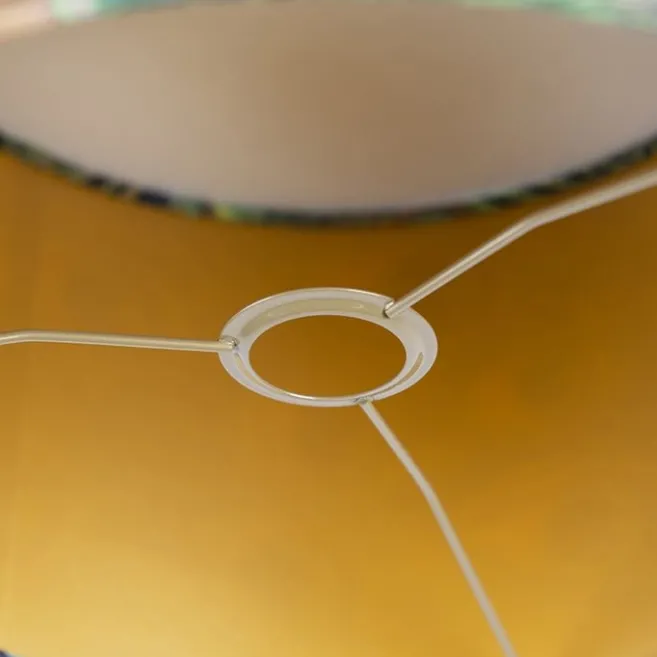 QAZQA Velours-Lampenschirm im Pfauendesign 40/40/30 mit goldener Innenseite