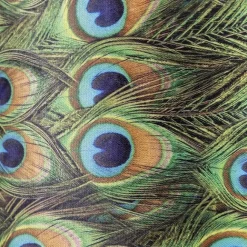 QAZQA Velours-Lampenschirm im Pfauendesign 40/40/30 mit goldener Innenseite