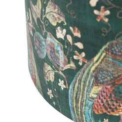 QAZQA Velours-Lampenschirm pfauengrün 50/50/25 innen golden