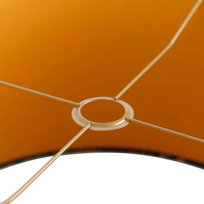 QAZQA Velours-Lampenschirm pfauengrün 50/50/25 innen golden