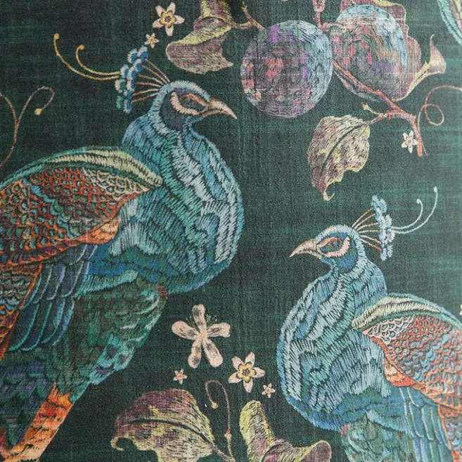 QAZQA Velours-Lampenschirm pfauengrün 50/50/25 innen golden