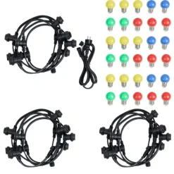QAZQA Verbindbare schwarze Lichterkette mit Stecker 18m inkl. E27 30-Lichter IP44 - Lubber
