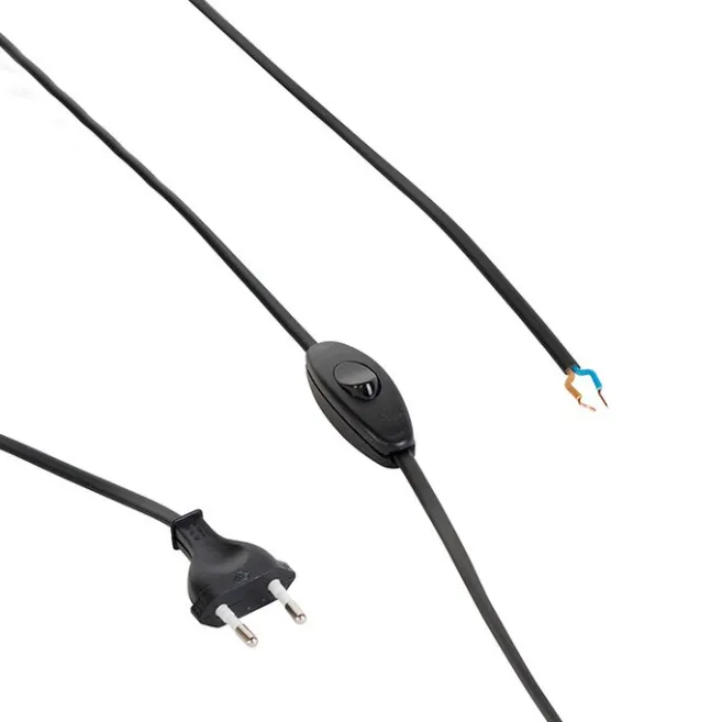 QAZQA Verbindungskabel 80-120cm mit Schalter und Stecker schwarz