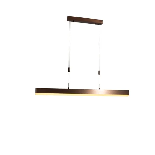 QAZQA Verstellbare Hängelampe Dunkelbronze inkl. dimmbarer LED - Lamba