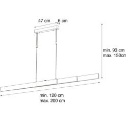 QAZQA Verstellbare Pendelleuchte Schwarz inkl. dimmbarer LED - Lamba