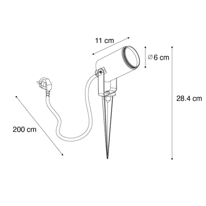 QAZQA Verstellbarer schwarzer Spike-Strahler IP65 - Solo Eco