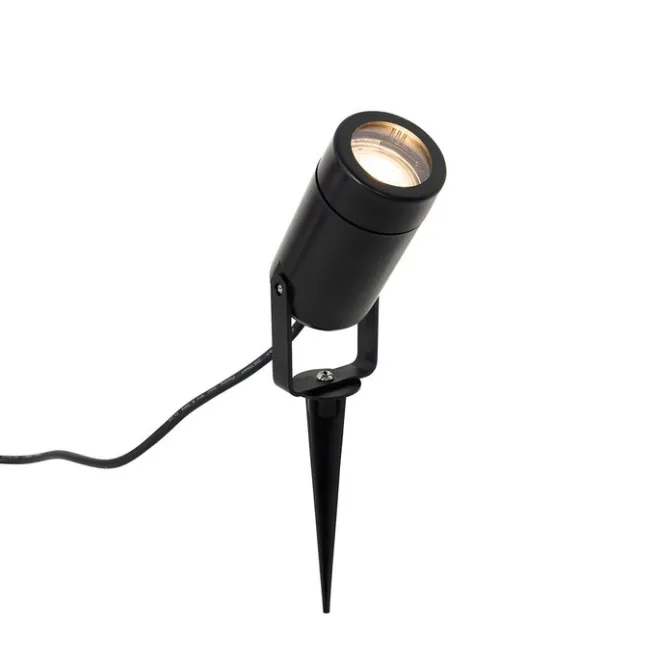 QAZQA Verstellbarer schwarzer Spike-Strahler IP65 - Solo Eco